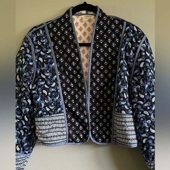 Sunday Up Reversible Paisley/Floral Print Cropped Quilted Jacket Size Medium - Picture 3 of 9